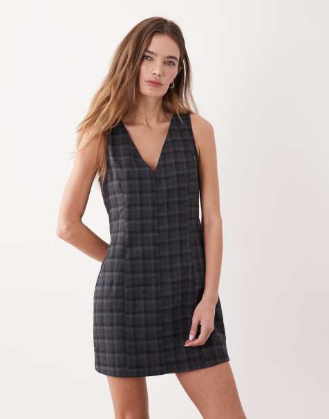 Miss Selfridge pinny dress in check - view 1