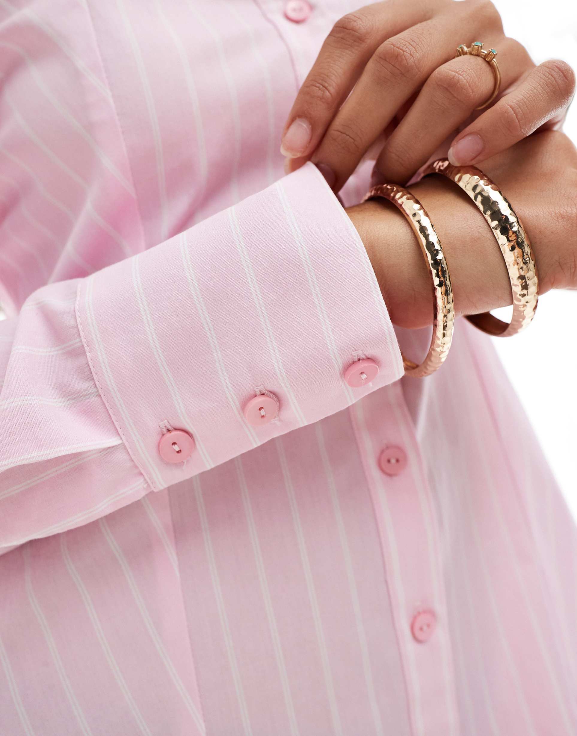 miss selfridge pinstripe fitted poplin shirt dress in light pink