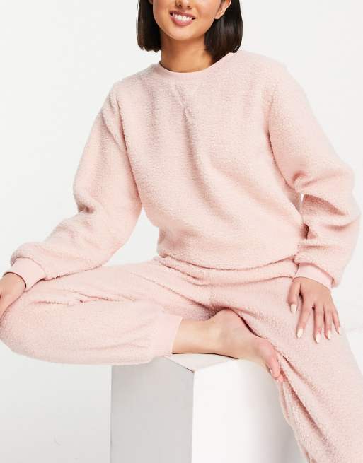 Miss Selfridge – Piżama ze sztucznego kożuszka: top z długim rękawem i spodnie 