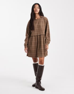 Miss Selfridge plaid smock mini dress-Multi