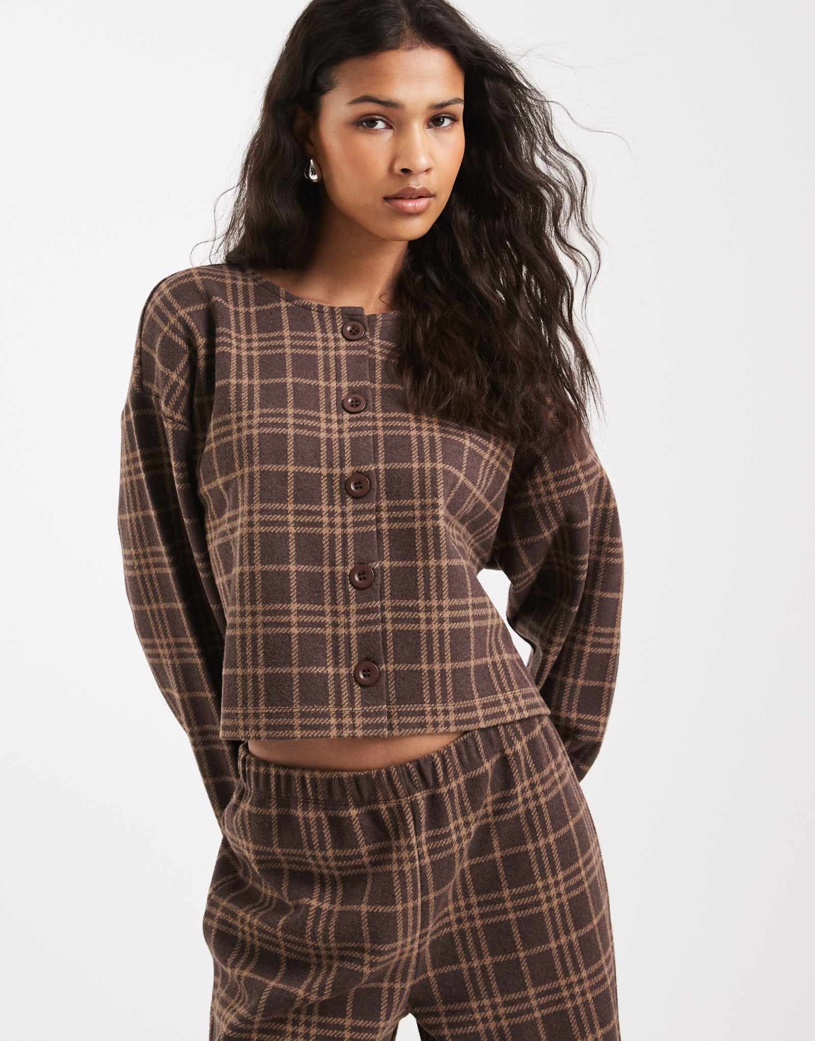 Мягкий кардиган в рубчик в клетку Miss Selfridge