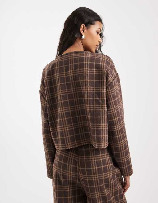 Miss Selfridge plaid soft ribbed cardigan, 4 of 4