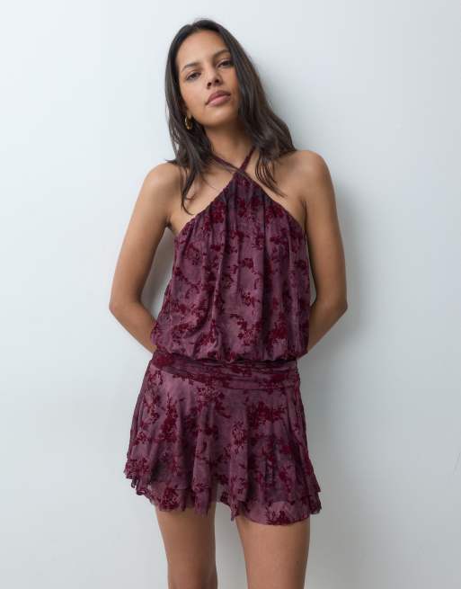 Miss Selfridge playsuit in velvet burnout, 5 of 5