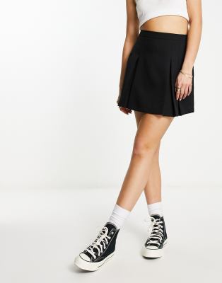 Miss Selfridge Pleated Mini Skirt In Black