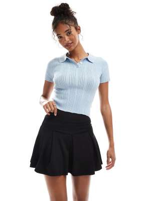 Miss Selfridge Pleated Mini Tennis Skort In Black