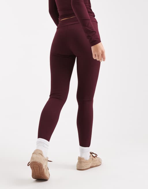 Miss Selfridge – Plommonfärgade, skulpterande leggings, 5 av 5