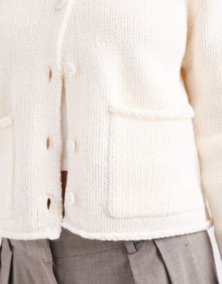 Miss Selfridge Pocket Detail Cardigan In Neutral