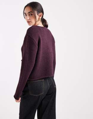 Miss Selfridge Pocket Detail Cardigan In Burgundy