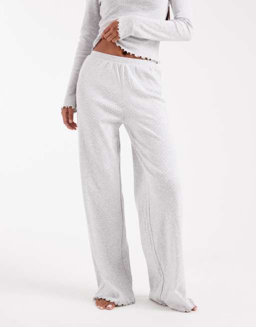 Miss Selfridge – Pointelle-Hose in Hellgrau mit weitem Bein, 4 von 5