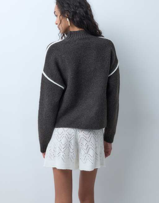 Miss Selfridge pointelle knit shorts in cream co-ord, 5 of 5