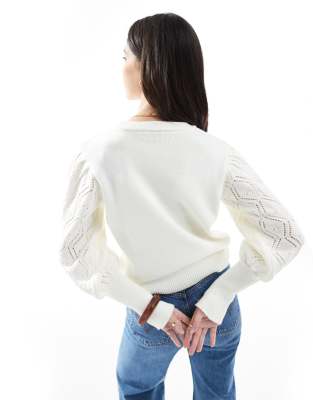 Miss Selfridge Pointelle Stitch Sweater In White