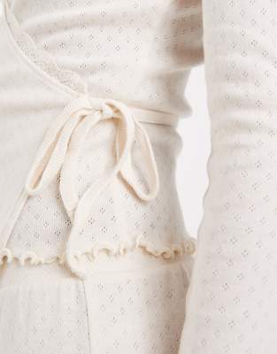 Miss Selfridge Pointelle Wrap Top In White