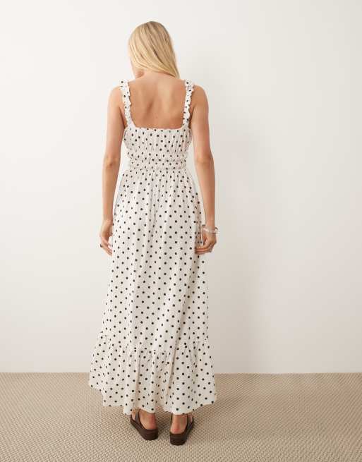 Miss Selfridge polka dot seersucker shirred detail maxi dress, 4 of 4