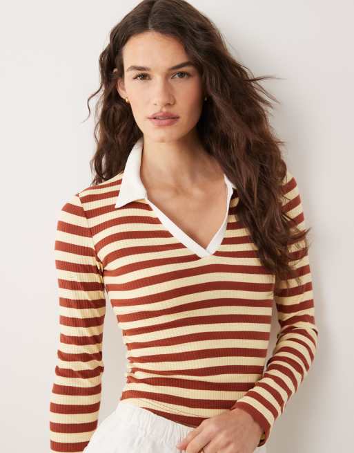 Miss Selfridge - Polo côtelé rayé à manches longues, 3 de 4
