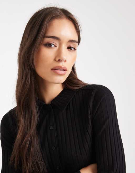 Miss Selfridge - Polo nera a coste spesse, 4 di 4