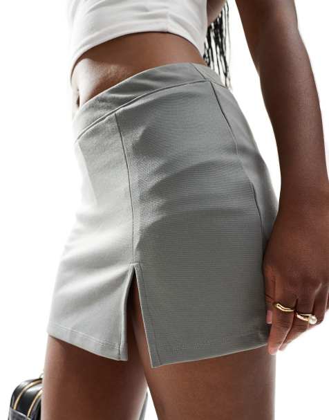 Miss Selfridge ponte mini skort in dark grey - view 1