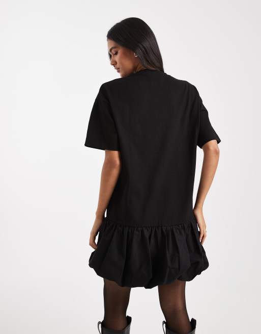 Miss Selfridge - Popeline mini-jurk met verlaagde taille in zwart, 2 van 4