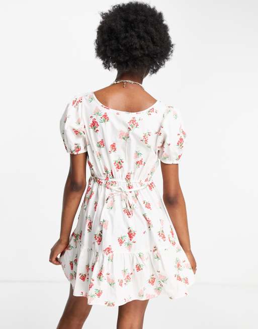 Miss Selfridge poplin babydoll smock in grape print, 4 of 4