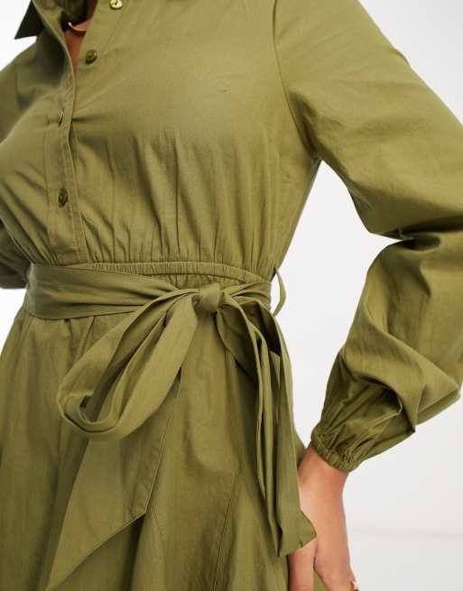 New Look Women's Dark Green Belted Mini Shirt Dress - UK 14