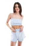 [Miss Selfridge] Miss Selfridge poplin cami top in blue stripe (part of a set) 8 Blue Stripe