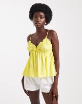 Miss Selfridge pointelle square neck top in cream
