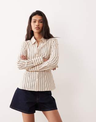 Miss Selfridge Poplin Fitted Shirt In White