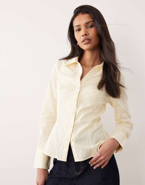 Miss Selfridge poplin fitted shirt in buttermilk - view 1