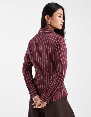 Miss Selfridge Poplin Fitted Shirt In Multi