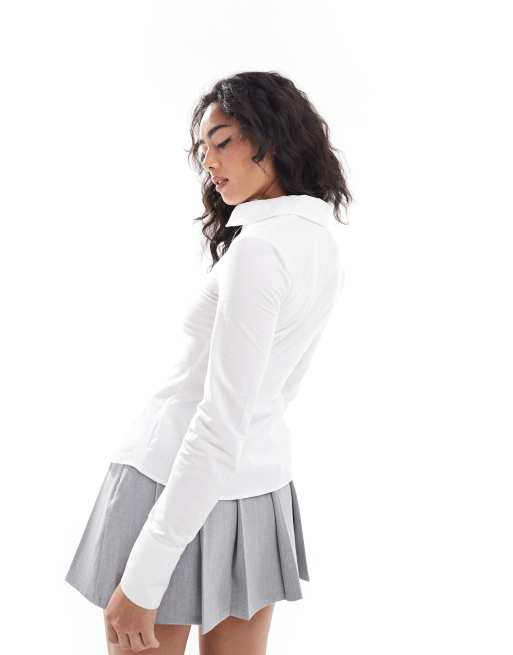 Miss Selfridge poplin fitted shirt in white