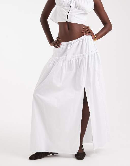 Miss Selfridge poplin maxi skirt in white (part of a set), 5 of 5