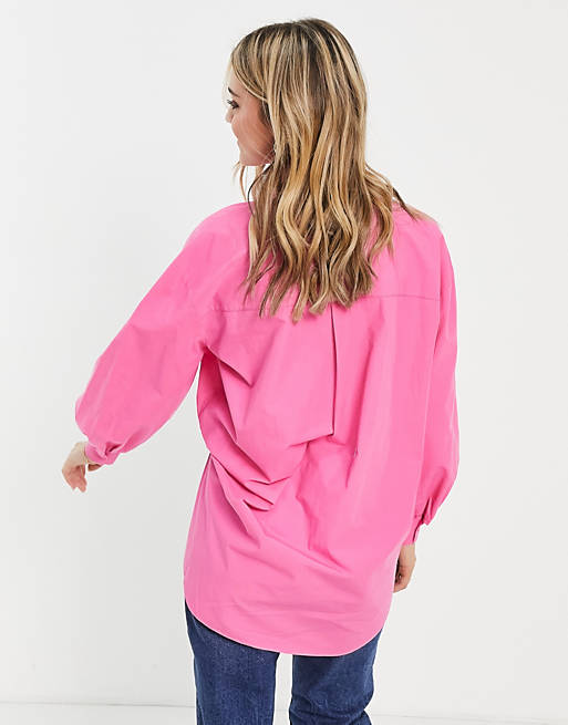 Tops Shirts & Blouses/Miss Selfridge poplin oversized shirt in pink 