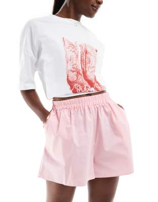 poplin pull on shorts in pink