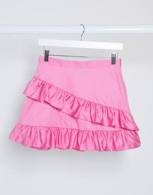 ruffle mini skirt pink