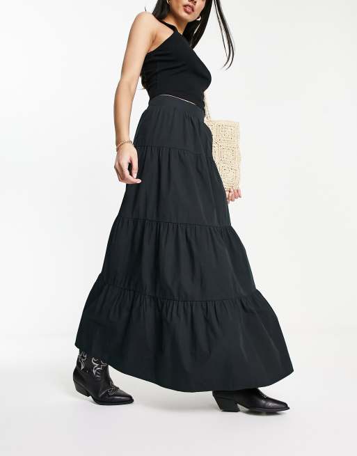 Black and white 2024 tiered maxi skirt