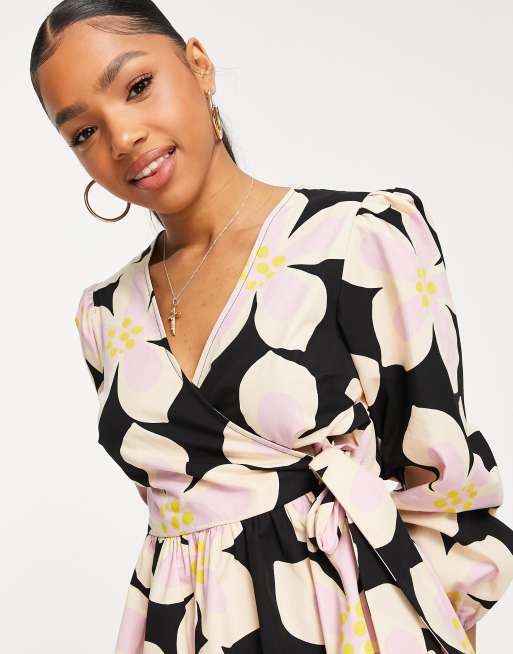 Miss selfridge floral wrap dress best sale