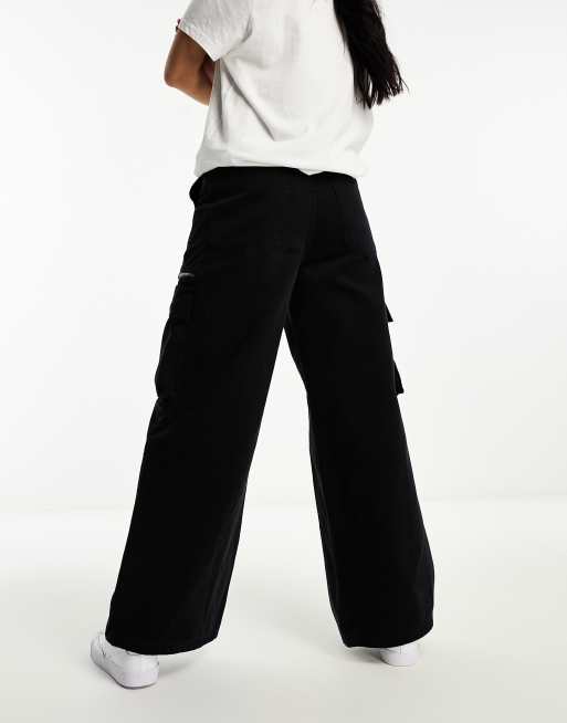 Miss Selfridge - Posede sorte cargobukser i twill, 2 af 4
