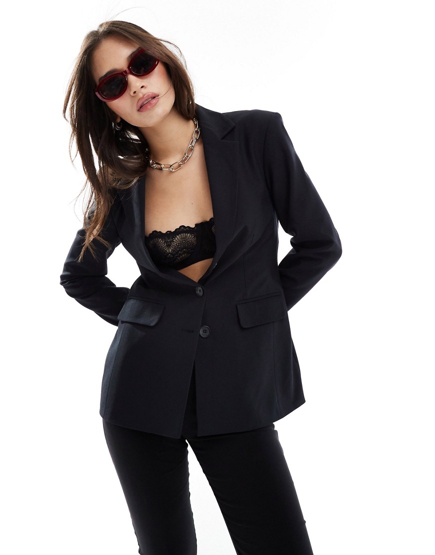 Miss Selfridge power blazer with shoulder pads in black