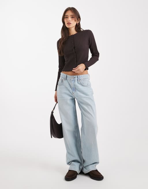 Miss Selfridge – Prążkowany czekoladowy kardigan, 4 z 4