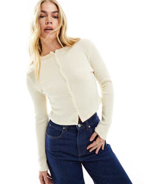 Miss Selfridge rib cardi in natural