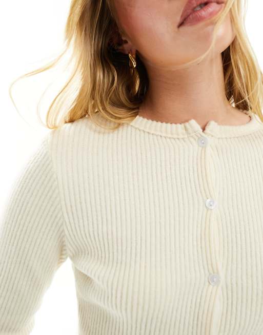 Miss Selfridge – Prążkowany kardigan w naturalnym kolorze, 3 z 4