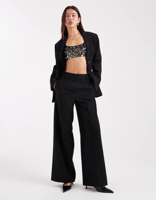 Miss Selfridge premium beaded bralette in black, 2 of 4