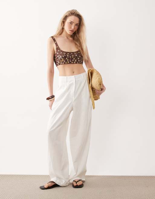 Miss Selfridge - Premium - Chokoladebrun BH-standtop med pailletter, 2 af 4
