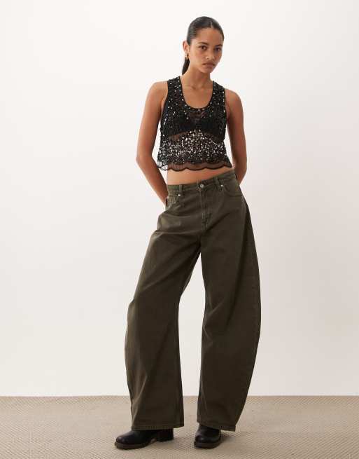 Miss Selfridge premium embellished cami top in black, 2 of 4