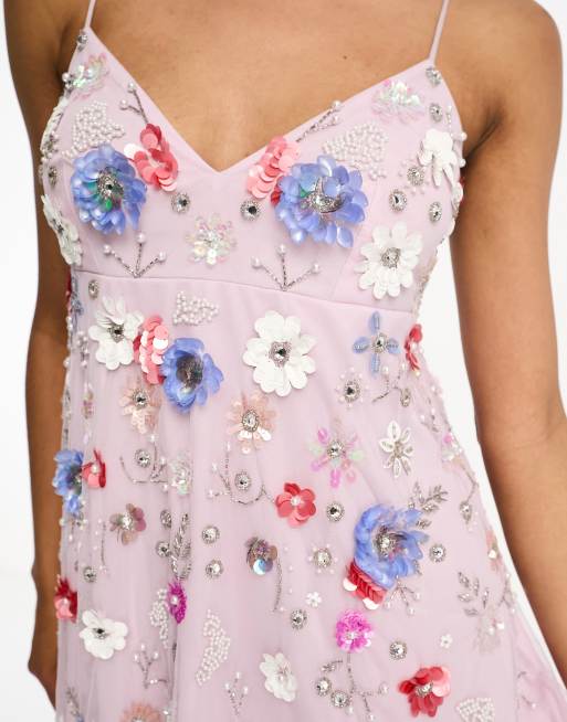 Miss Selfridge Premium embellished color pop floral mini dress, 3 of 4