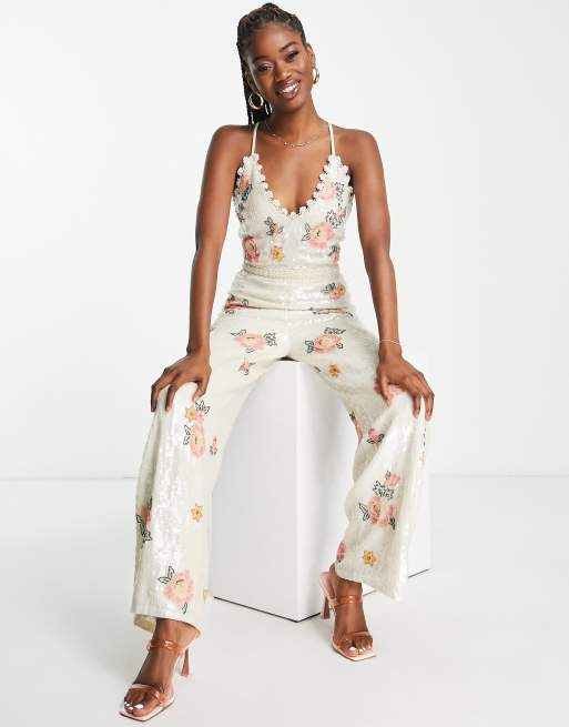 Miss selfridge store embellished jumpsuit