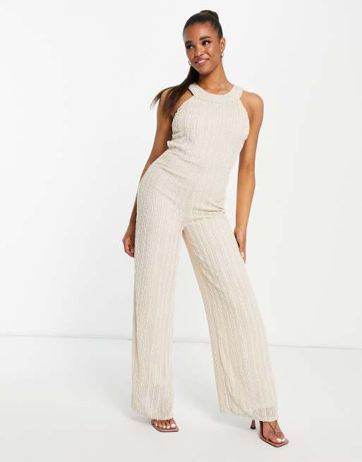 High neck hot sale open back jumpsuit