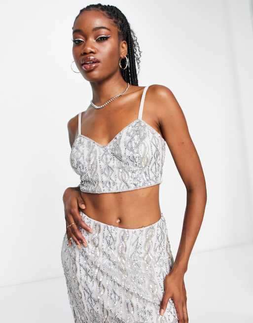 Bralette with sequins - Silver-coloured - Ladies