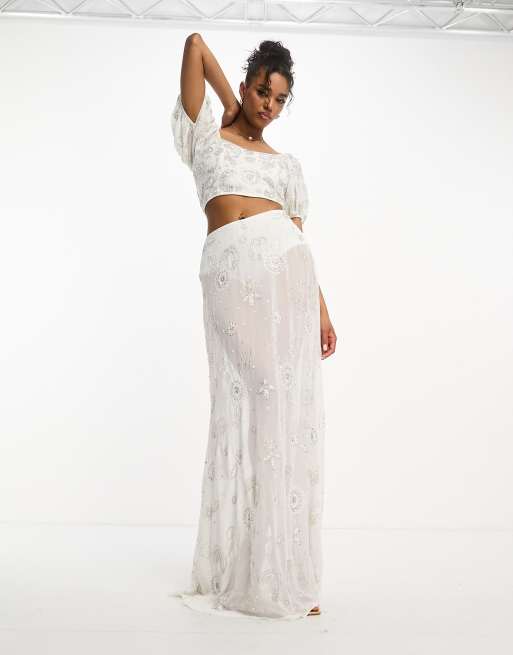 White maxi 2025 skirt sheer