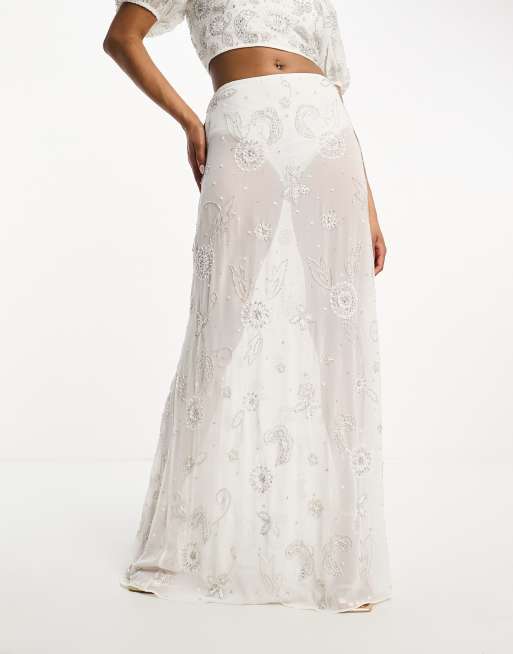 Sheer lace 2024 maxi skirt