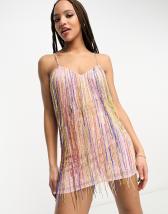 ASOS EDITION blocked chevron sequin fringe mini dress | ASOS